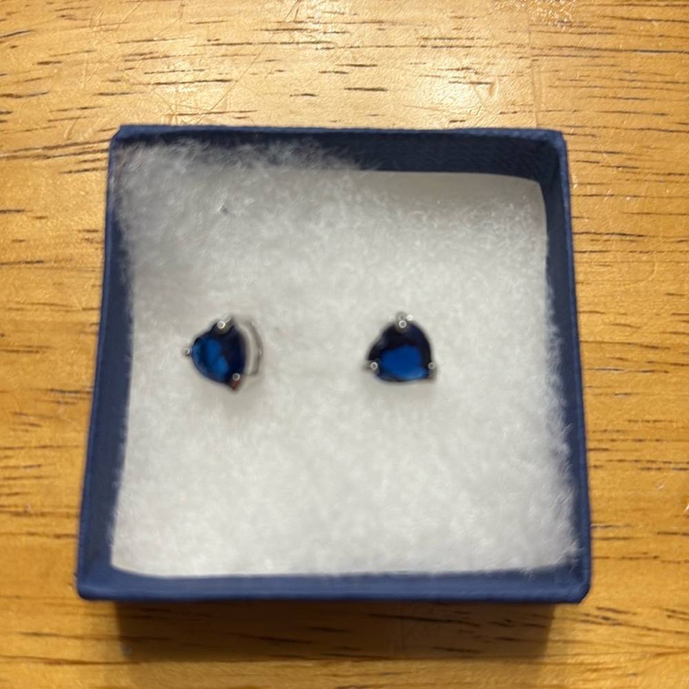 Sterling silver blue heart earrings